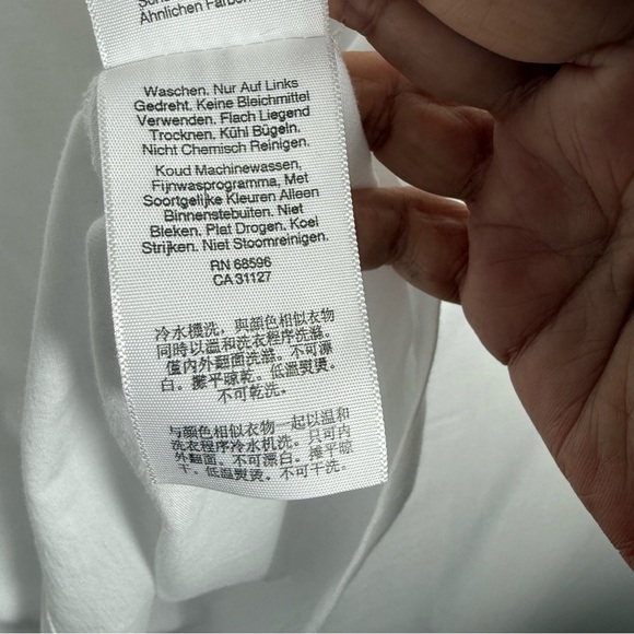 DKNY White Short Sleeve Shirt W/DKNY Logo In Silver Rhinestones, Size Large, NWT - Picture 12 of 16